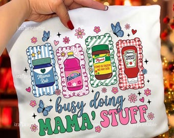 Imagen PNG de mamá retro, ocupada haciendo cosas de mamá, regalo para mamá latina (descarga digital)