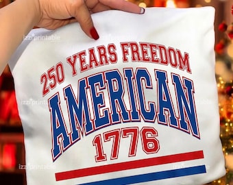 Bandera estadounidense de 250 años PNG / Camiseta con diseño gráfico para la celebración de la independencia de EE. UU.