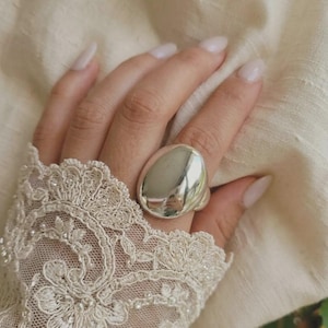 925 Sterling Silver Bold Dome Ring, Chunky Organic Modern Statement Band