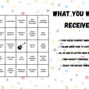 Concert Bingo Printable, Music Bingo Game, Concert Activity, Festival Game, Live Show Game, Music Lover Gift, Printable PDF image 5