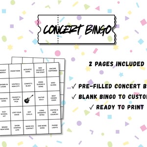 Concert Bingo Printable, Music Bingo Game, Concert Activity, Festival Game, Live Show Game, Music Lover Gift, Printable PDF image 4