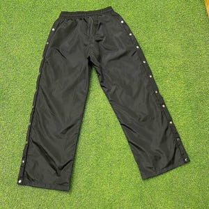 Mens Snap Button Tearaway Track Pants - Black Retro Streetwear Trousers  Loose Fit Side Poppers Joggers Y2K Style Techwear Pants Custom Size