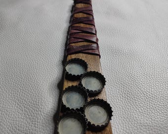 BDSM Paddle | Bottle Cap Paddle | Impact Paddle | Handmade Leather & Wood Spanking Paddle | Textured Stingy Kink Paddle | Artisan BDSM Gear