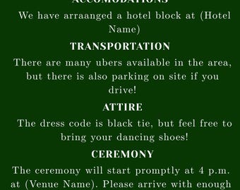 Modello di biglietto con i dettagli del matrimonio
