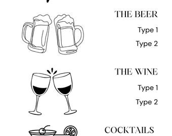 Cartelli personalizzabili per il bar del matrimonio