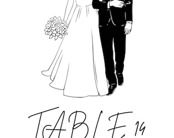 Modello per i numeri dei tavoli del matrimonio
