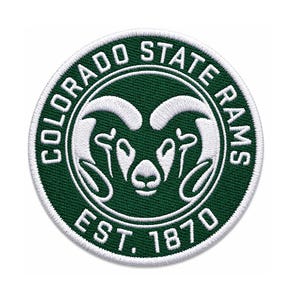 Colorado State Rams Patch | Embroidered College Logo Patch | Green White Jacket Hat Backpack Patches