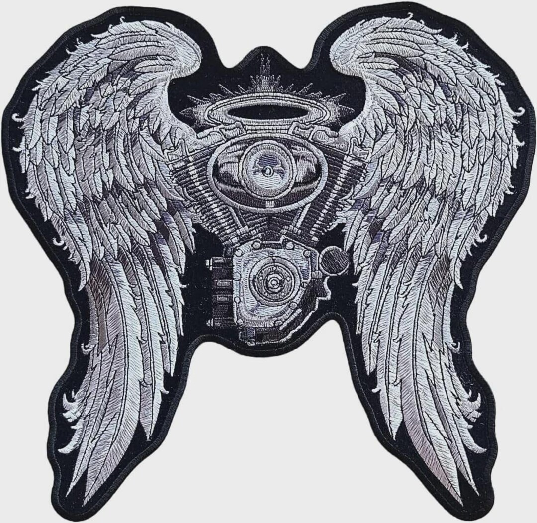 Angel Wings Engine Patch | Motorcycle Embroidered Patch | Rider ...