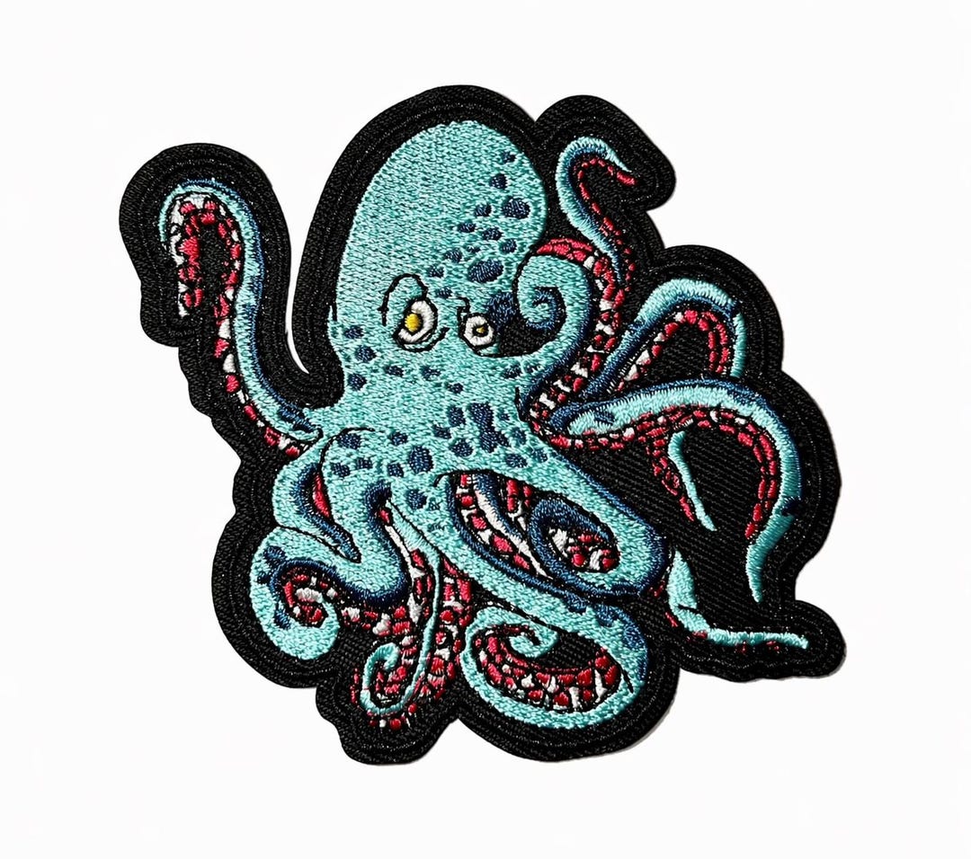 Octopus Embroidered Patch | Sea Creature Patch | Kraken Iron On, Jacket ...