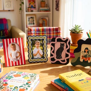 Colorful Wavy Picture Frame Set Eclectic Gallery Wall Decor Fun 4x6 Photo Frames