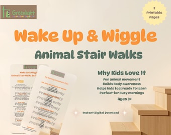 Animal Stair Walks for Kids Printable, Sensory Activity, OT Inspired, Preschool Activity, Instant Download