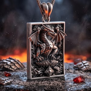 Sterling Silver Dragon Dogtag - Etsy