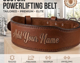 Custom Leather Powerlifting Belt, Custom Embroidered Weightlifting Belt, Premium Gym Belt for Squats, Deadlifts & Strength Training