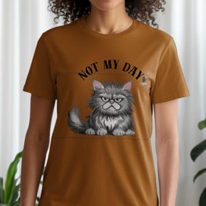 Not My Day Grumpy Cat-T-shirt, grappig en herkenbaar T-shirt, introverte kittenafbeelding