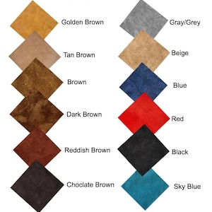 May include: A colour chart featuring twelve diamond-shaped swatches arranged in two vertical columns. The labels include Golden Brown, Tan Brown, Brown, Dark Brown, Reddish Brown, Choclate Brown, Gray/Grey, Beige, Blue, Red, Black, and Sky Blue.