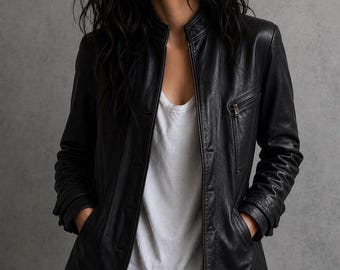 Handmade Women's Burgundy Leather Jacket | Genuine Lambskin Distressed Button-Up Jacket