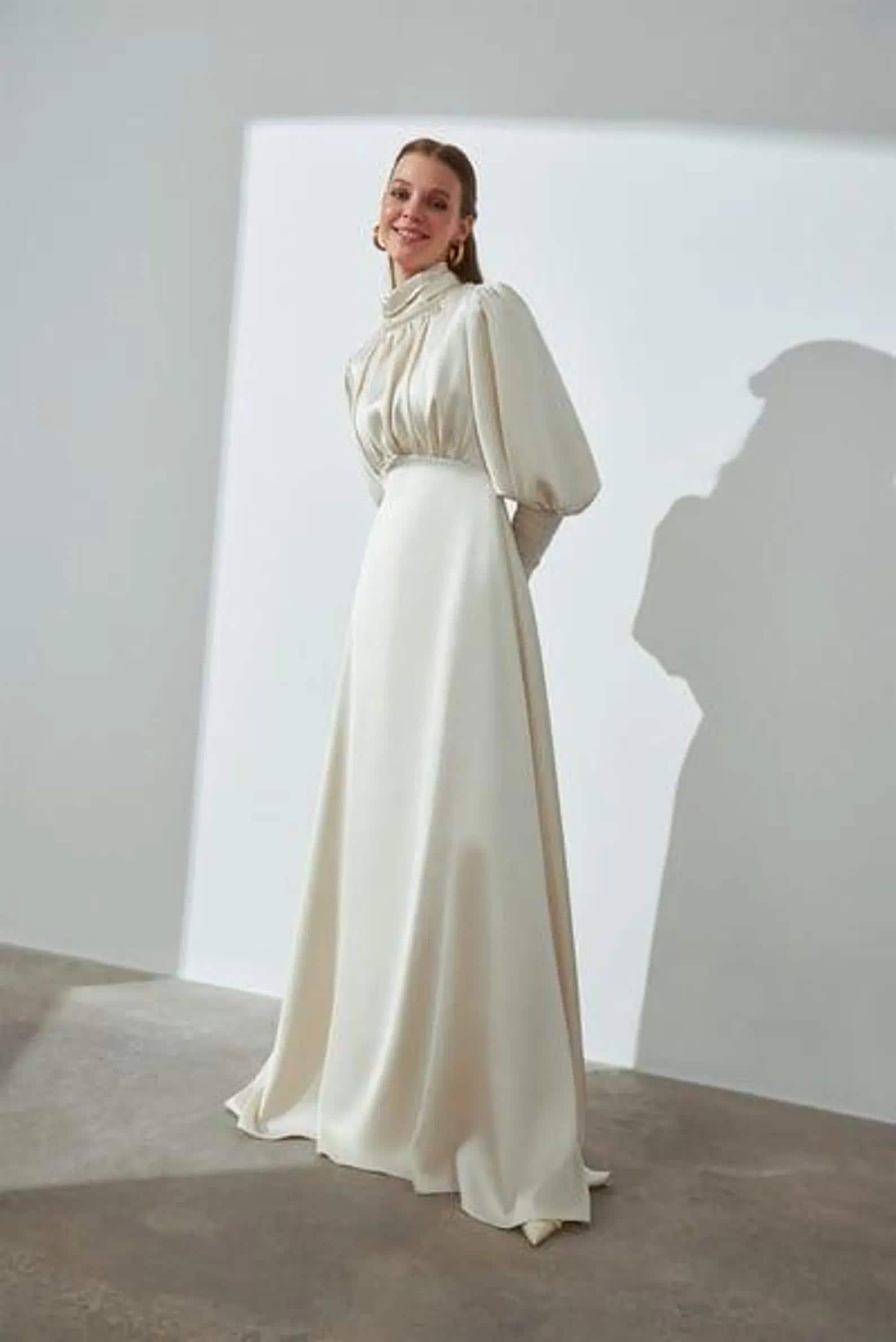 sachin and babi light blue dress Modest Evening Dress