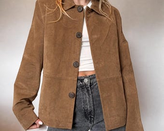 Vintage 70s Suede Blazer Dark Brown | Western Style Leather Coat