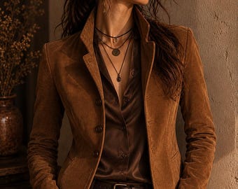 Genuine Suede Leather Jacket Women | Soft Suede Blazer Coat