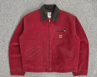 Carhartt J97 Detroit Jacket Red | Vintage Workwear Jacket | Unisex Canvas Coat