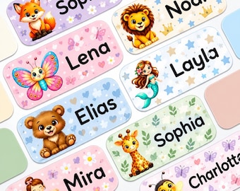 Namensaufkleber Kinder Personalisiert | Name Sticker wasserfest | Namensetiketten Kita & Schule | Bügelfreie Kleidungsetiketten Spülfest