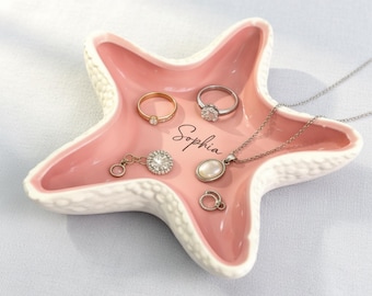 Personalized Starfish Jewelry Dish, Custom Jewelry Tray, Bride Jewelry Dish, Wifey Ring Tray, Wedding Ring Dish, Custom Ring Holder