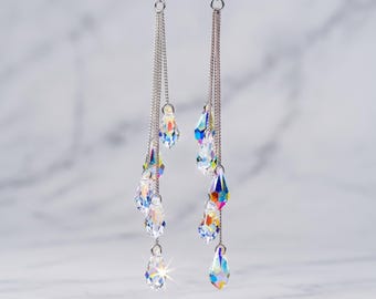 Asymmetric Gold Celestial Sun Moon Dangle Earrings, Boho Drop Jewelry