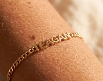Custom Multiple Name Bracelet Personalized Curb Chain Jewelry Gold Silver Family Gift