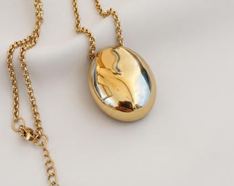 Large Oval Teardrop Necklace Stainless Steel Geometric Water Drop Pendant Long Sweater Chain