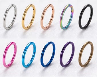 Titanium Round Piercing Hoop Nose Ear Belly Colorful Ring Body Jewelry Women