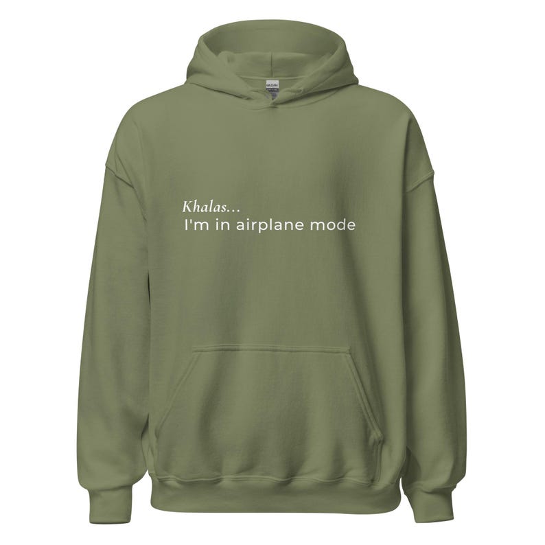 Khalas I’m in Airplane Mode Hoodie | Funny Arabic Hoodie | Burnout Sweatshirt | Arab Girl Streetwear | Cosy Unisex Hoodie