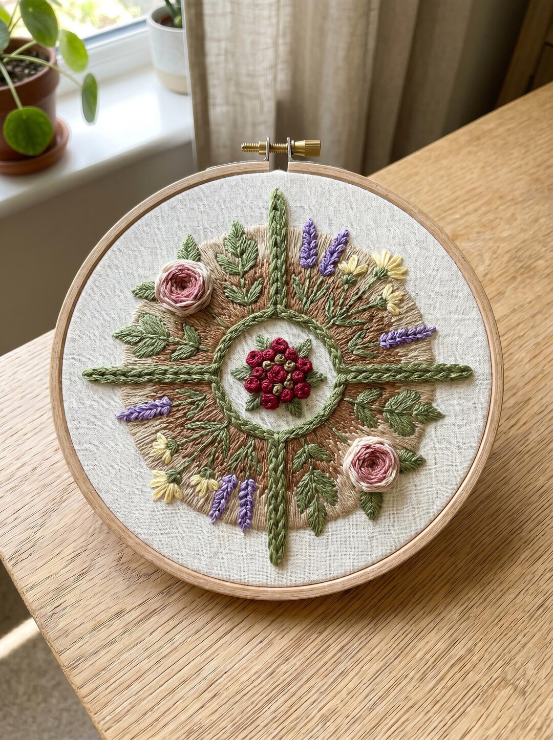 Floral Peace Sign Embroidery Kit – Botanical Boho Hoop Art, Beginner ...