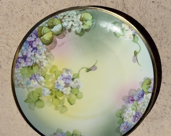 Pristine Antique O. & E.G. Royal Austria Hand-Painted Plate – Signed "Georges" – Violet Motif c. 1900