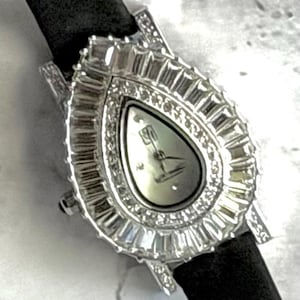 Victoria Wieck Beverly Hills Teardrop Crystal Watch – Mother of Pearl Dial – Baguette Rhinestone Statement Watch – Japanese Quartz Movement image 1