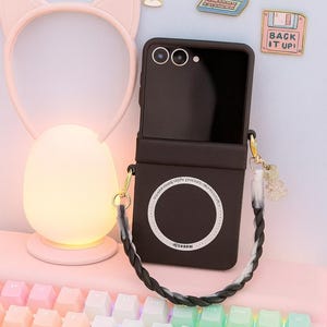 Gradient Candy Color Magnetic Case for Galaxy Z Flip with Hinge Protection Black