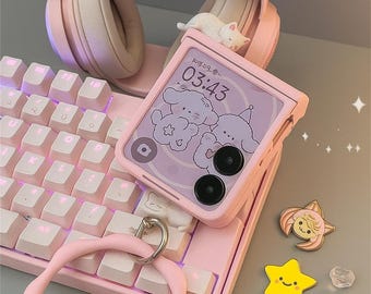 Cute 3D Cat Sleeping Case for Galaxy Z Flip 3/4/5/6/7 Japan Korea Aesthetic Phone Cover