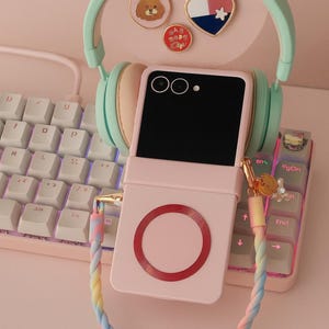 Gradient Candy Color Magnetic Case for Galaxy Z Flip with Hinge Protection Pink