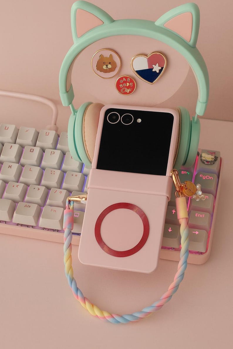 Gradient Candy Color Magnetic Case for Galaxy Z Flip with Hinge Protection Pink