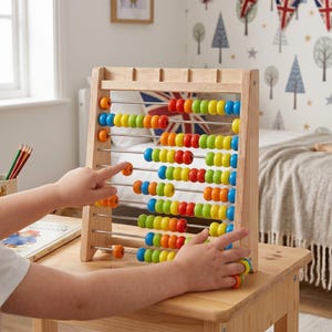 Wooden 10-Row Abacus: Early Learning Arithmetic Tool