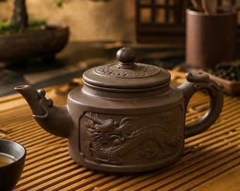 Handmade Clay Teapot 360ml Brown – Traditional Chinese Style Tea Pot