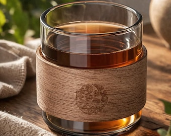 Handmade Glass Tea Cup with Walnut Sleeve 100ml