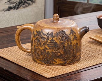 Handmade Yixing Zini Teapot 220ml, Jinglan Hu Duan Ni Clay Teapot