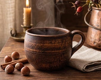 Handmade Clay Mug 250ml Rustic Ceramic Cup