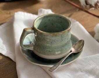 Handmade Ceramic Mug 200ml with Saucer