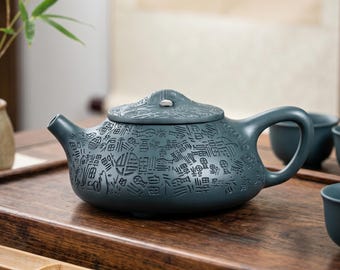Handmade Blue Clay Teapot 250ml – Chinese Style Tea Ceremony Pot