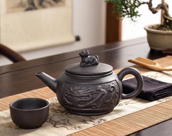 Handmade Black Clay Teapot “Little Dragon” 120ml