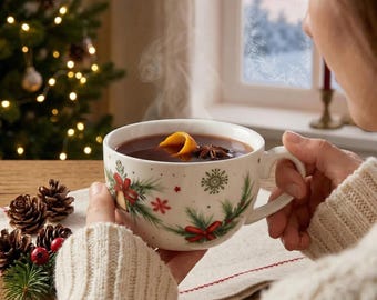 Handmade 400ml Christmas Cup and Saucer Set