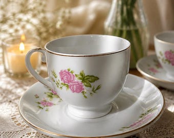 Vintage Porcelain Coffee Cup Set for 2