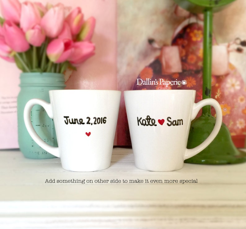 Customized mug, personalized mug, Bridal mug, Engagement gift Mug, wedding mug, Hand painted mug, I said Yes mug, image 3