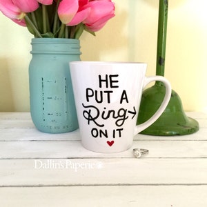 Personalized mug, customized gift mug, engagement mug, engagement gift mug, bridal shower gift, hand painted mug, wedding mug image 2